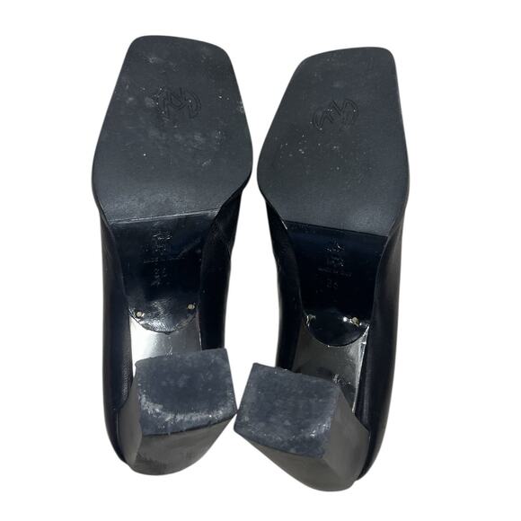 Nando Muzi Shoes Womens Black Leather Square Toe Block Heels 36 6 Italy - Picture 9 of 10